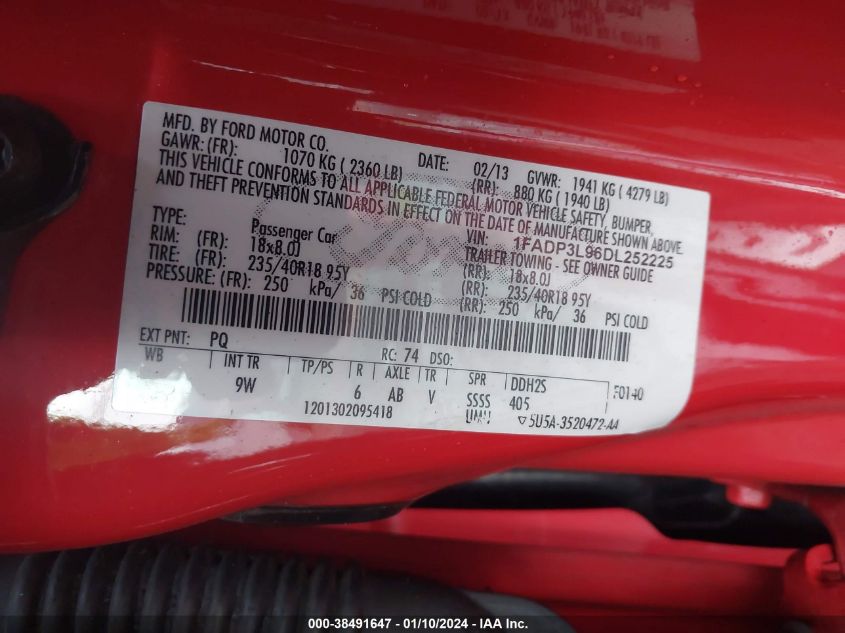 2013 FORD FOCUS ST - 1FADP3L96DL252225