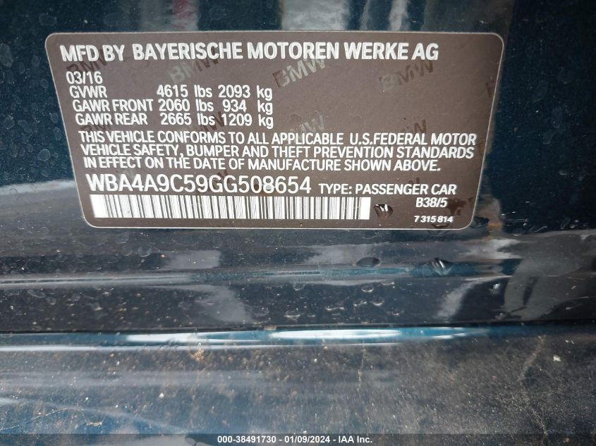 2016 BMW 428I GRAN COUPE WBA4A9C59GG508654