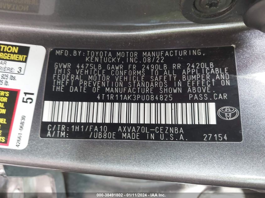 2023 TOYOTA CAMRY LE - 4T1R11AK3PU084825
