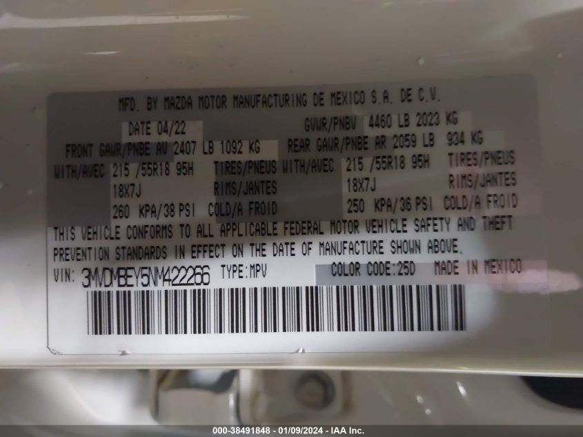 2022 MAZDA CX-30 2.5 TURBO PREMIUM PLUS - 3MVDMBEY5NM422266