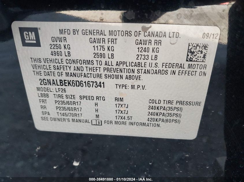 2013 CHEVROLET EQUINOX LS - 2GNALBEK6D6167341