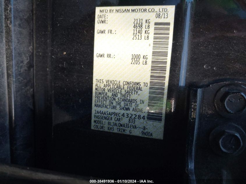 2014 NISSAN MAXIMA 3.5 S - 1N4AA5AP9EC432284