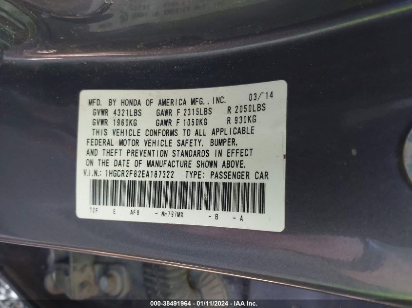 2014 HONDA ACCORD EX-L - 1HGCR2F82EA176322