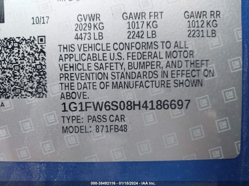 2017 CHEVROLET BOLT EV LT - 1G1FW6S08H4186697