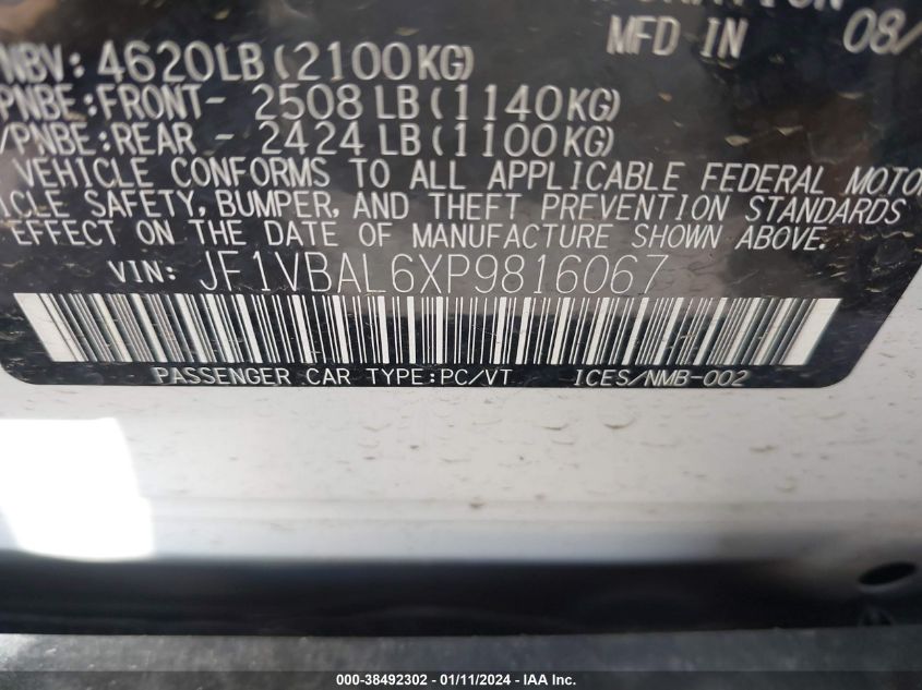 2023 SUBARU WRX LIMITED - JF1VBAL6XP9816067