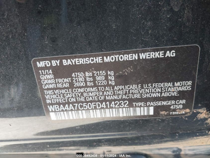 2015 BMW 428 GRAN COUPE XDRIVE - WBA4A7C50FD414232