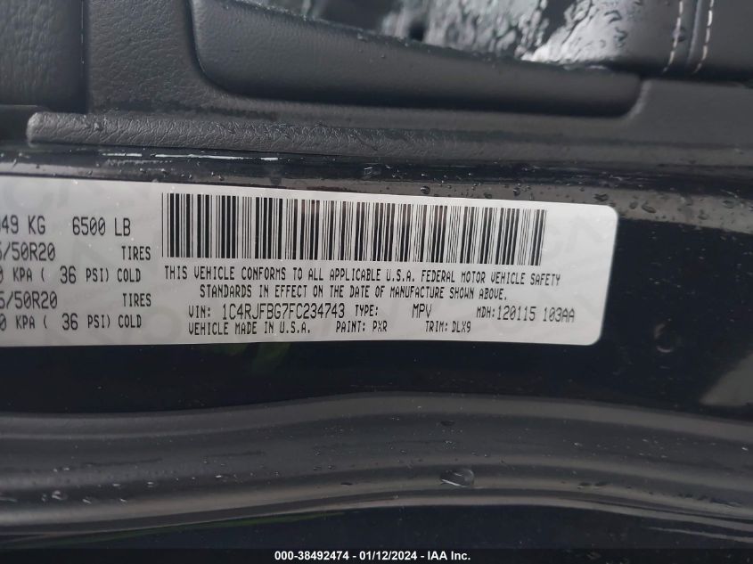 2015 JEEP GRAND CHEROKEE LIMITED - 1C4RJFBG7FC234743