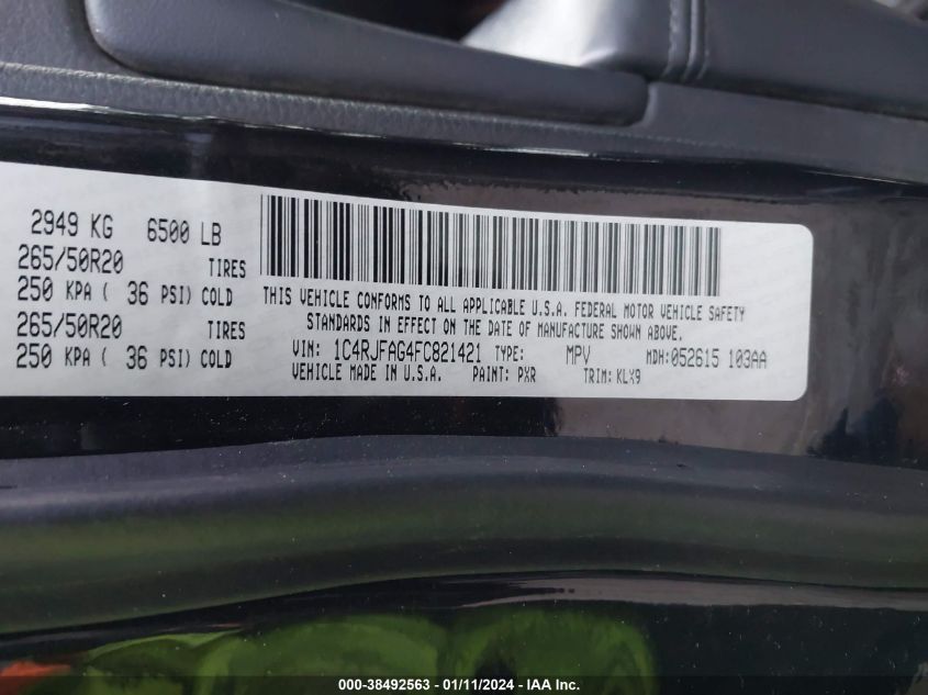 2015 JEEP GRAND CHEROKEE LAREDO - 1C4RJFAG4FC821421