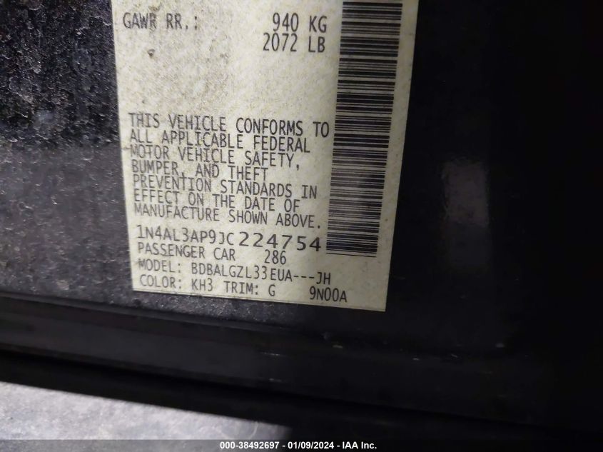 2018 NISSAN ALTIMA 2.5 S - 1N4AL3AP9JC224754