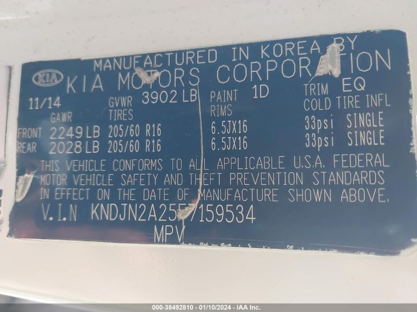 2015 KIA SOUL - KNDJN2A25F7159534