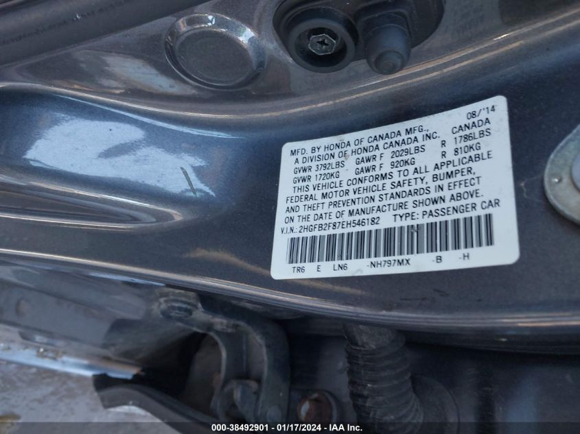 2014 HONDA CIVIC EX - 2HGFB2F87EH546182