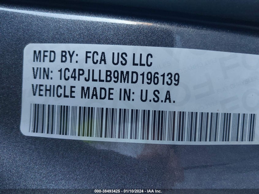 VIN 1C4PJLLB9MD196139 2021 JEEP CHEROKEE LATITUDE PLUS