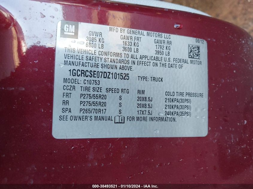 2013 CHEVROLET SILVERADO 1500 LT - 1GCRCSE07DZ101525