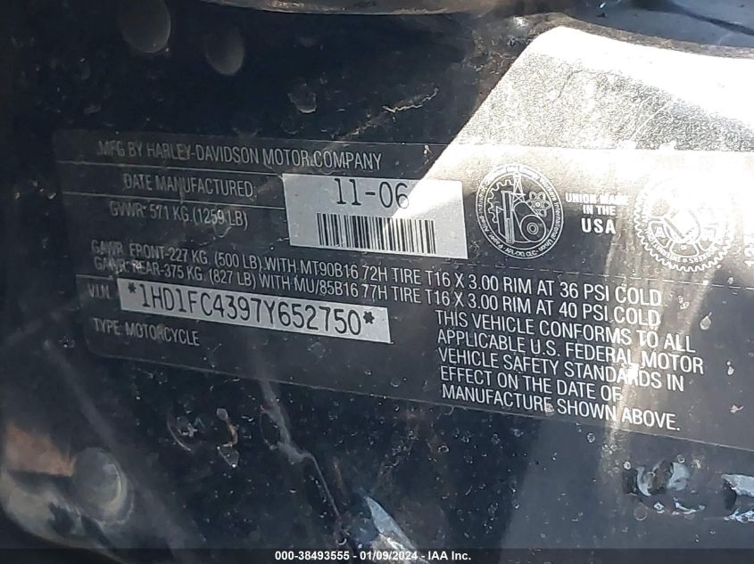 2007 HARLEY-DAVIDSON FLHTCUI - 1HD1FC4397Y652750