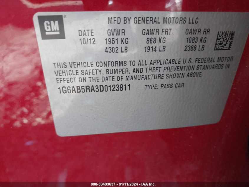 2013 CADILLAC ATS LUXURY - 1G6AB5RA3D0123811
