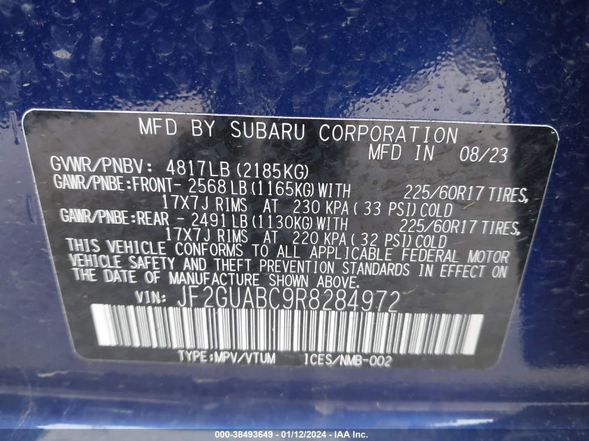 2024 SUBARU CROSSTREK - JF2GUABC9R8284972