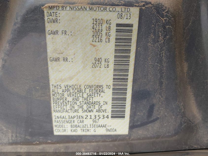 2014 NISSAN ALTIMA 2.5 SV - 1N4AL3AP3EN213534