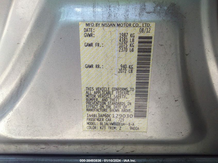 2013 NISSAN ALTIMA 3.5S/3.5SV/3.5SL - 1N4BL3AP6DC129030