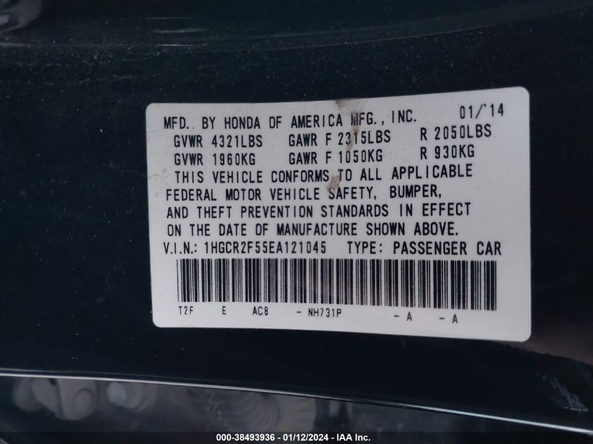 2014 HONDA ACCORD SPORT - 1HGCR2F55EA121045