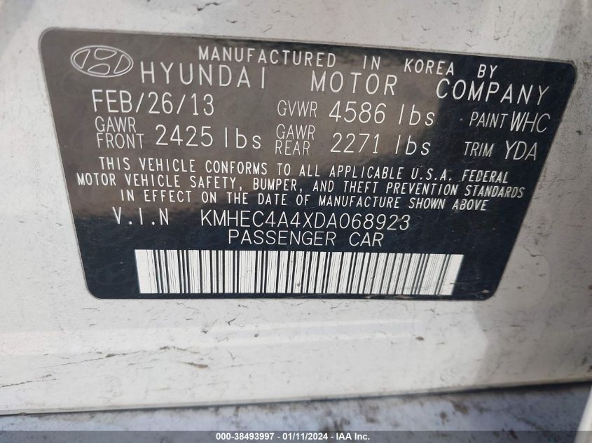 2013 HYUNDAI SONATA HYBRID LIMITED - KMHEC4A4XDA068923