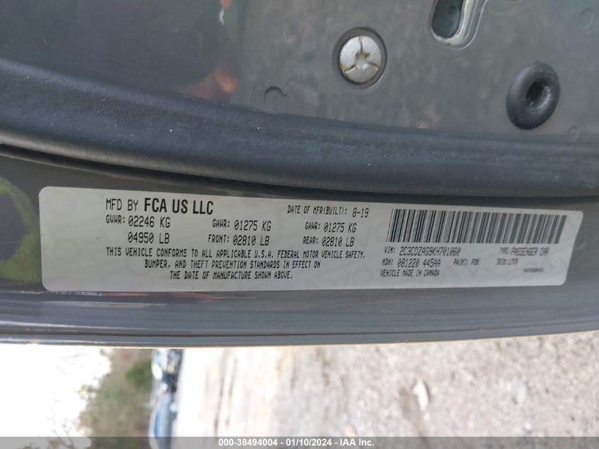 2019 DODGE CHALLENGER SXT - 2C3CDZAG9KH701060