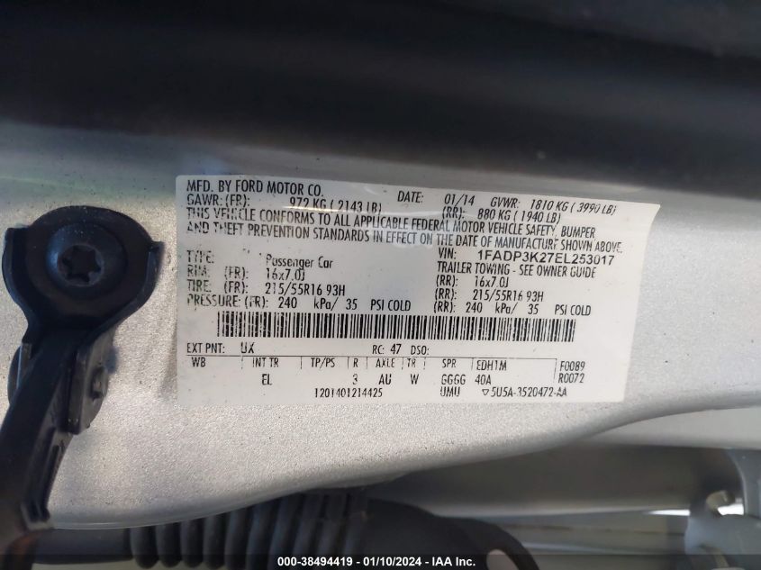 2014 FORD FOCUS SE - 1FADP3K27EL253017