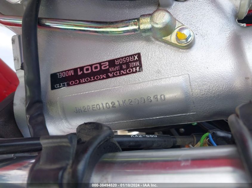 2001 HONDA XR650 R JH2RE01021K200690