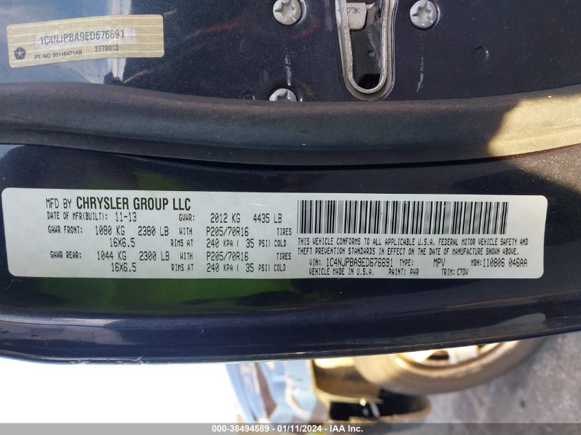 2014 JEEP PATRIOT SPORT - 1C4NJPBA9ED676691