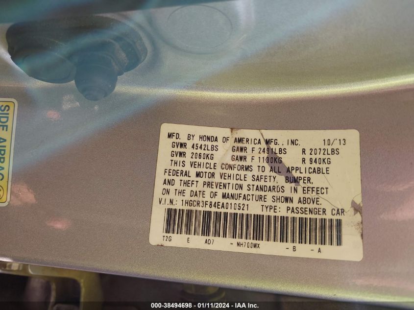 2014 HONDA ACCORD EXL - 1HGCR3F84EA010521