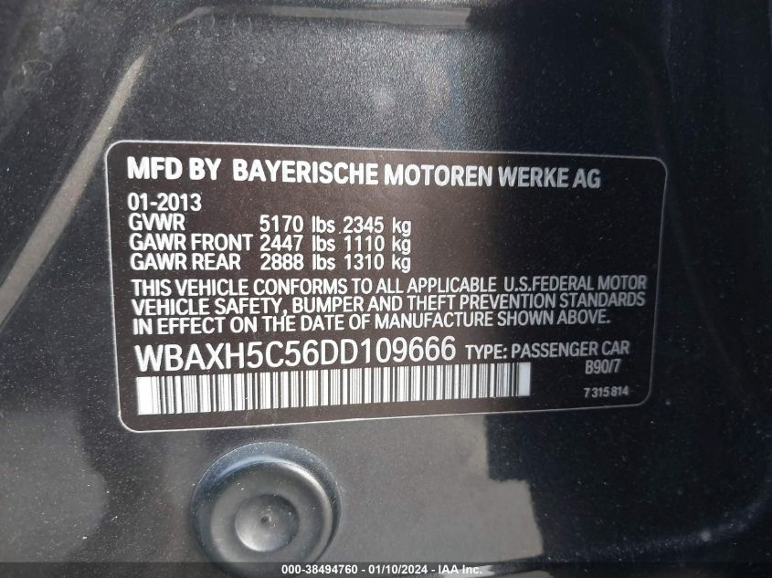 2013 BMW 528I XDRIVE - WBAXH5C56DD109666