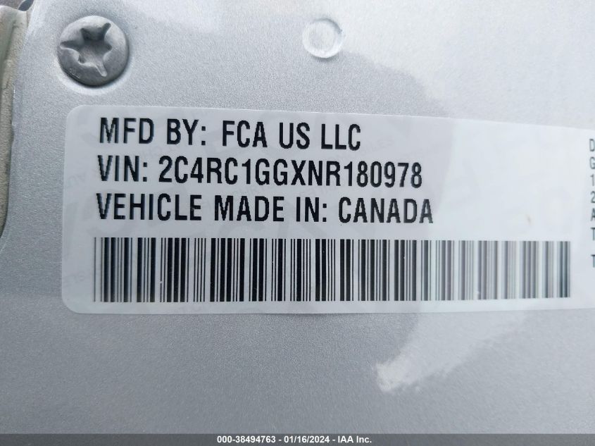 2022 CHRYSLER PACIFICA LIMITED - 2C4RC1GGXNR180978