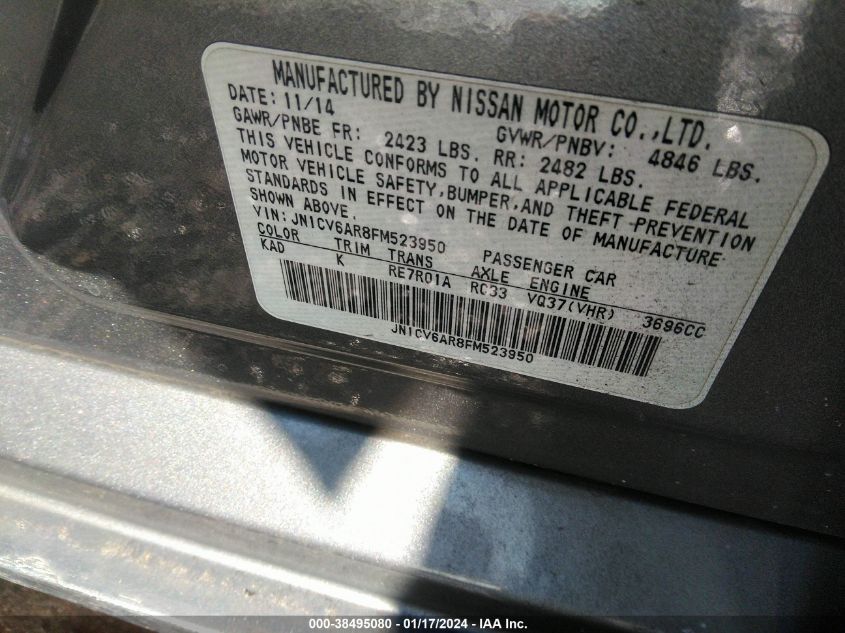 2015 INFINITI Q40 JN1CV6AR8FM523950