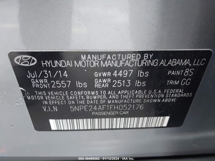 2015 HYUNDAI SONATA SE - 5NPE24AF1FH052176