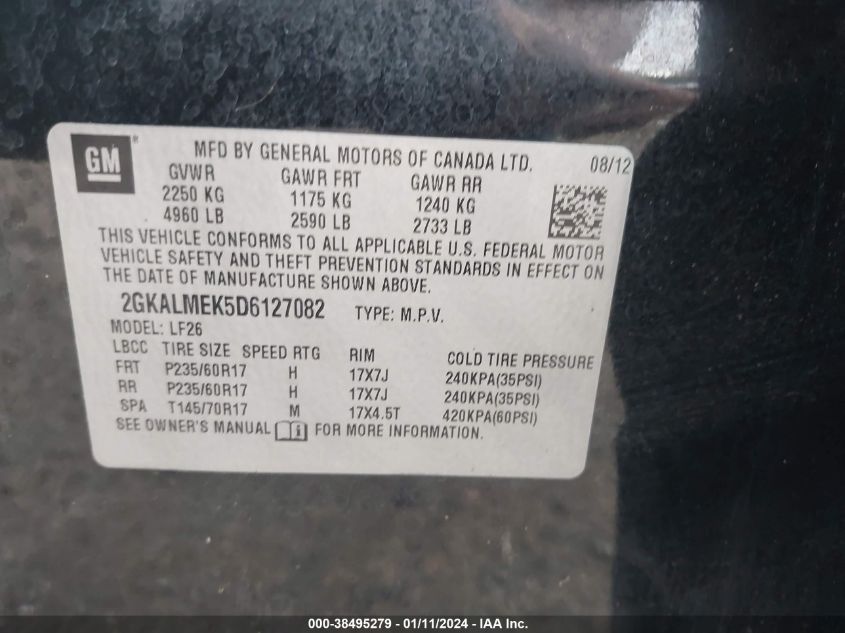 2013 GMC TERRAIN SLE - 2GKALMEK5D6127082