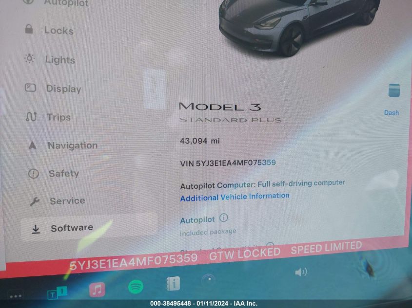2021 TESLA MODEL 3 - 5YJ3E1EA4MF075359