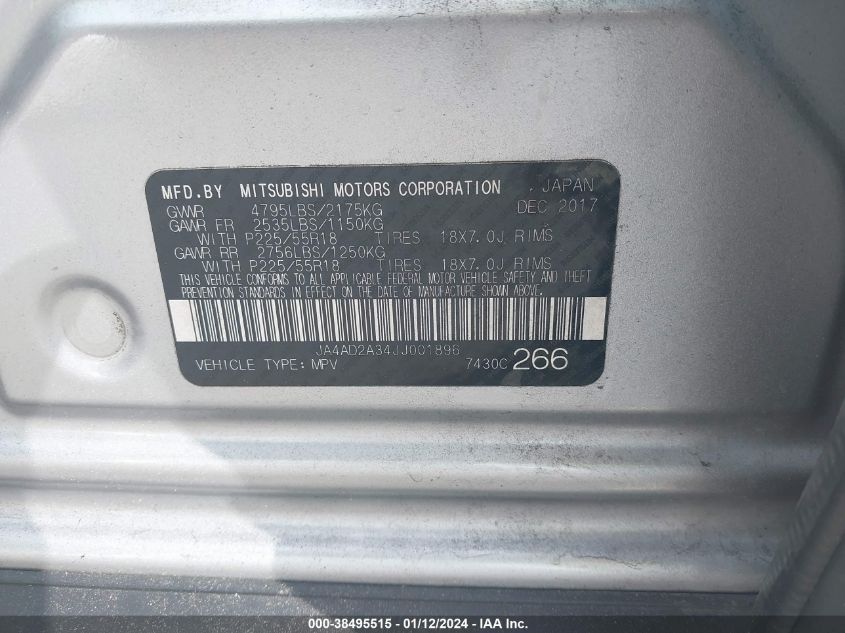 2018 MITSUBISHI OUTLANDER ES - JA4AD2A34JJ001896