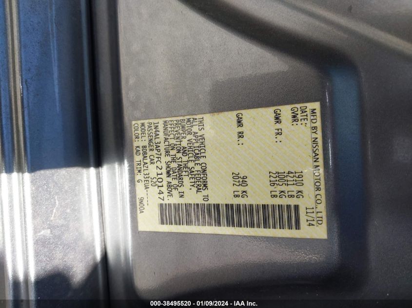 2015 NISSAN ALTIMA 2.5 - 1N4AL3AP7FC210147