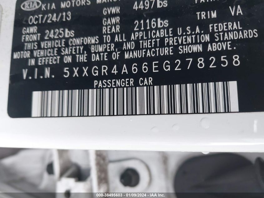2014 KIA OPTIMA SXL TURBO - 5XXGR4A66EG278258