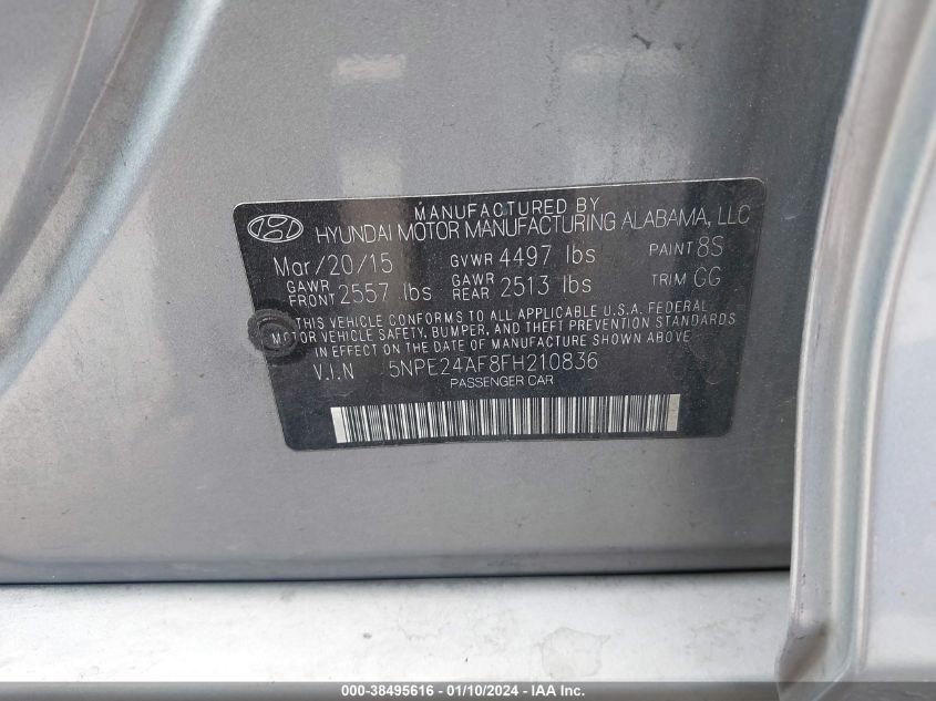 2015 HYUNDAI SONATA SE - 5NPE24AF8FH210836