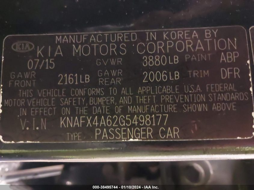 2016 KIA FORTE LX - KNAFX4A62G5498177