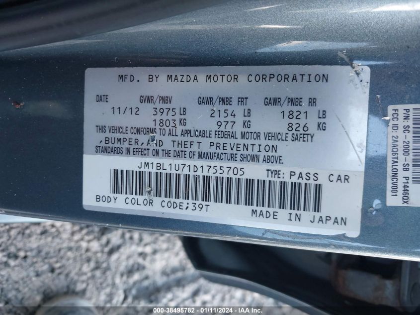 JM1BL1U71D1755705 | 2013 MAZDA MAZDA3