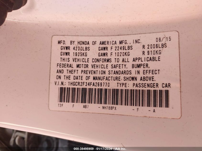 2015 HONDA ACCORD LX - 1HGCR2F34FA269770
