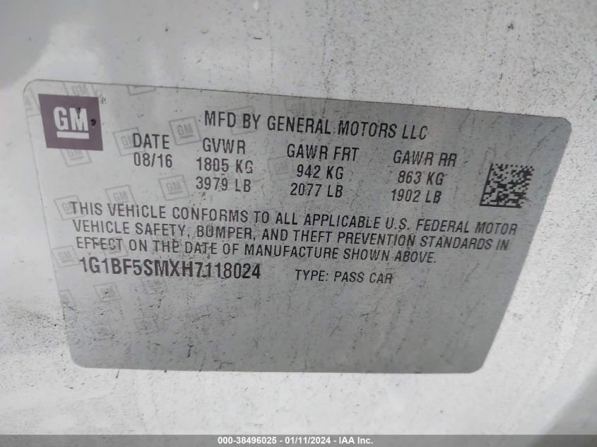 2017 CHEVROLET CRUZE PREMIER - 1G1BF5SMXH7118024