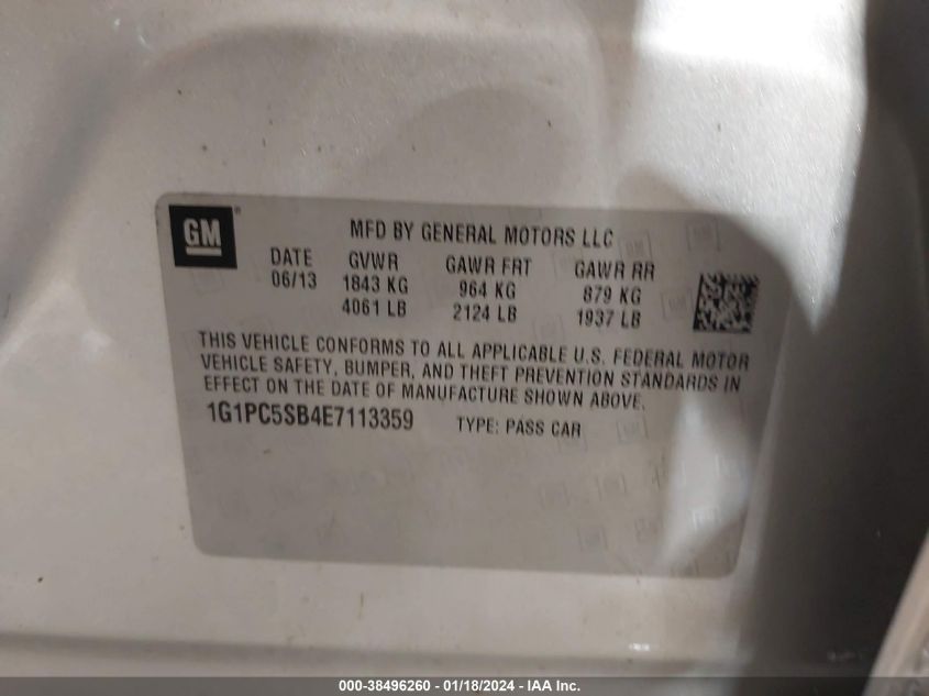 2014 CHEVROLET CRUZE 1LT AUTO - 1G1PC5SB4E7113359