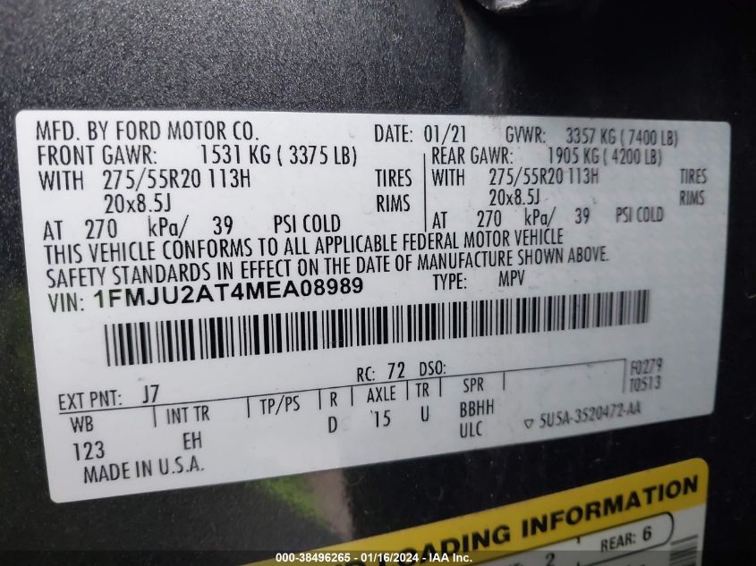 2021 FORD EXPEDITION LIMITED - 1FMJU2AT4MEA08989