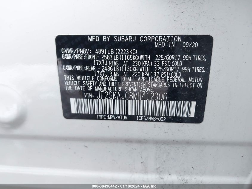 2021 SUBARU FORESTER PREMIUM - JF2SKAJC8MH412306