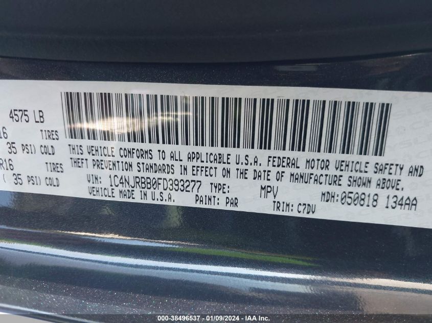 2015 JEEP PATRIOT SPORT - 1C4NJRBB0FD393277