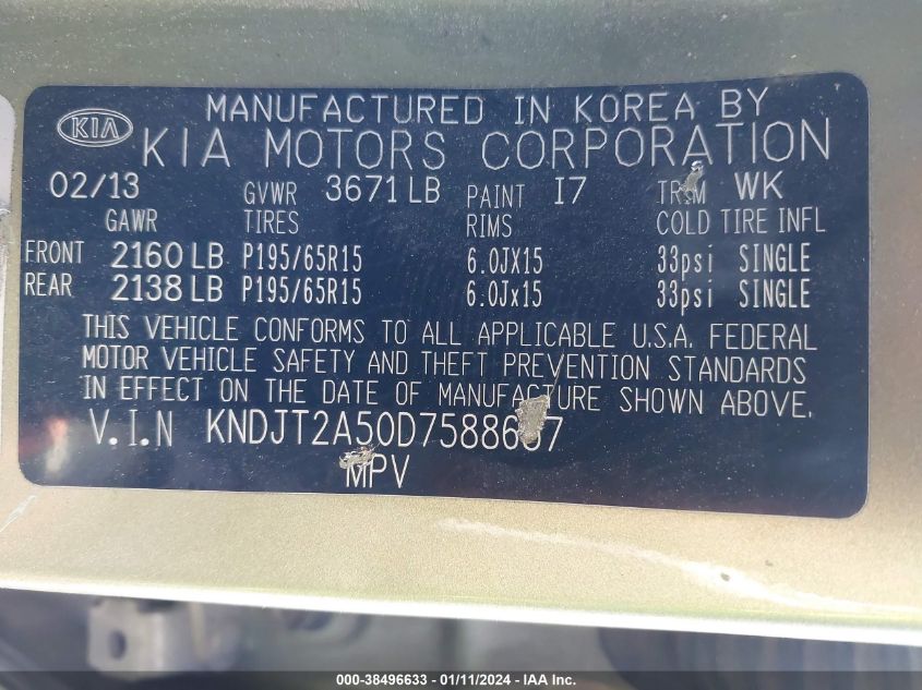 2013 KIA SOUL - KNDJT2A50D7588657