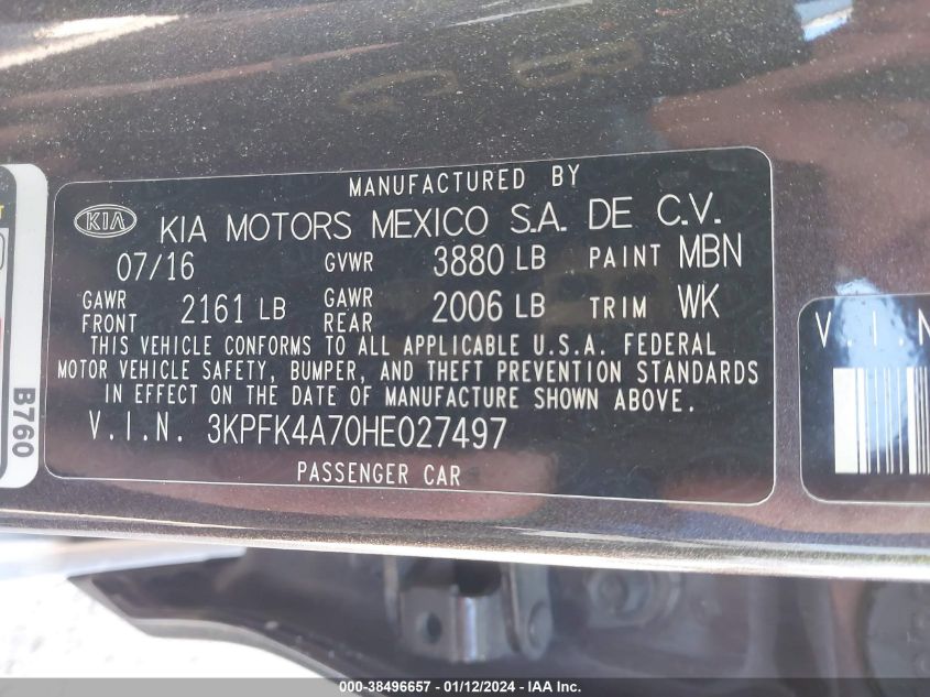 2017 KIA FORTE LX - 3KPFK4A70HE027497