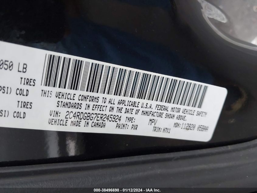 2014 DODGE GRAND CARAVAN AVP/SE - 2C4RDGBG7ER245924